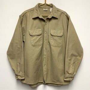 Vintage Five Brother Chamois Heavyweight Flannel Shirt Tallman XL XLT Tall Khaki